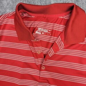 Nike Golf Tour Performance Polo Shirt Mens XL Dri-Fit‎ Striped Red White
